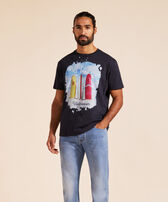 Surf's Up Baumwoll-T-Shirt für Herren Marineblau Vorderseite getragene Ansicht