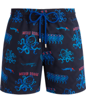 Men Swim Shorts Embroidered Au Merlu Rouge - Limited Edition Blu marine vista frontale