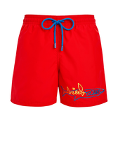 Men Swimwear placed embroidery Vilebrequin squale - Vilebrequin x JCC+ - Limited Edition Medicis red front view