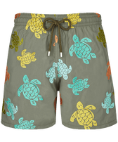 Men Swim Shorts Embroidered Ronde Tortues Multicolores - Limited Edition Olivier front view