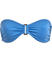 Haut de maillot de bain bandeau femme uni Bleu jean vue de face