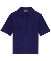 Women Terry Polo Solid Midnight front view
