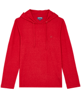 Men Linen Long-sleeves Hooded T-shirt Moulin rouge Vorderansicht