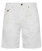 Men 5-Pockets Bermuda Shorts Resin Print Ronde des Tortues Off white front view