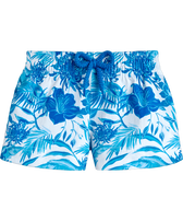 Baby Swim Shorts Tahiti Flowers White front view