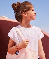 Camiseta de color liso sin mangas para niña Blanco vista frontal desgastada
