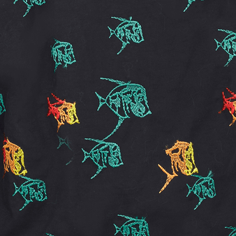Men Swim Trunks Embroidered Piranhas - Limited Edition Black print