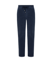 Joggers de pana elásticos con estampado vintage de líneas grandes para hombre Azul marino vista frontal