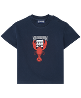 T-shirt bambino in cotone biologico Graphic Lobsters Blu marine vista frontale
