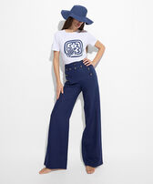 Women Organic Cotton T-Shirt - Vilebrequin x Ines de la Fressange White front worn view