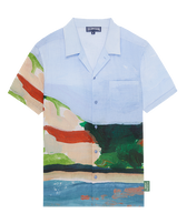 Men Linen Bowling Shirt 360 Landscape - Vilebrequin x Highsnobiety Chambray front view