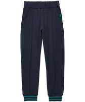 Pantalon jogging en coton garçon Rayures Bleu marine vue de face