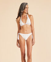 Braguita de bikini con estampado Broderies Anglaises para mujer Off white vista frontal desgastada