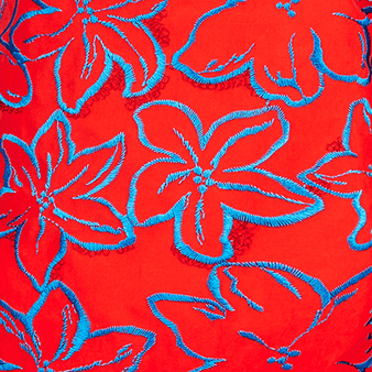 Men Swim Trunks Embroidered Raiatea - Limited Edition Poppy red print