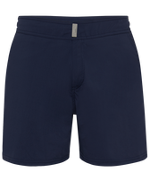 Pantaloncini mare uomo elasticizzati con cintura piatta tinta unita Blu marine vista frontale