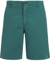 Men Tencel Cotton Bermuda Shorts Solid Emerald front view