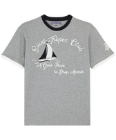 Yarn Dye Sail T-Shirt aus Baumwolle für Herren Graumeliert Vorderansicht