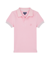 Boys Cotton Polo Solid Marshmallow front view