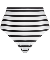 Women High waist Bikini Bottom Rayures Black/white front view