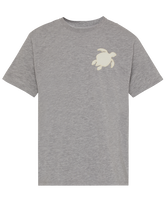 Camiseta de algodón con parche de la tortuga para hombre Gris jaspeado vista frontal