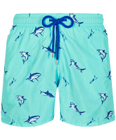 Men Swim Trunks Embroidered 2009 Les Requins - Limited Edition Lazuli blue front view