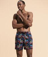 Men Swim Shorts Embroidered Fond Marins - Limited Edition Black front worn view