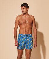 Men Swim Trunks Embroidered Flowers and Shells - Limited Edition Multicolor front worn view