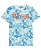 T-shirt uomo in cotone Tahiti Flowers Bianco vista frontale