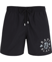 Men Embroidered Swim Shorts Black Solid - Vilebrequin x BAPE® BLACK Black front view
