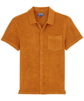 Solid Unisex-Bowling-Hemd aus Baumwolle Caramel Vorderansicht