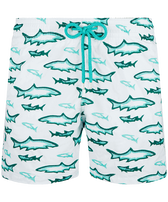 Men Swim Shorts Embroidered Requins 3D - Limited Edition Glacier front view