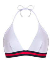 Women Halter Bikini Top Solid - Vilebrequin x Ines de la Fressange White front view