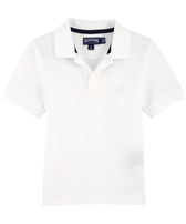 Boys Changing Cotton Pique Polo Shirt Solid White front view