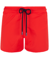 Men Swim Trunks Solid Medicis red front view