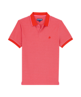Men Cotton Changing Color Polo Solid Poppy red front view