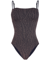 Schimmernder Modore Bustier-Badeanzug für Damen Marineblau Vorderansicht