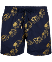 Men Swim Trunks Embroidered Elephant Dance - Limited Edition Navy front view