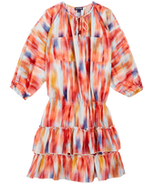 Vestido de algodón con volantes y estampado Ikat Flowers para mujer Multicolores vista frontal