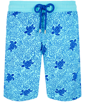 Costume da bagno uomo elasticizzato lungo Turtles Splash Lazuli blue vista frontale