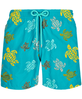 Men Swim Trunks Embroidered Ronde Des Tortues Ming blue front view