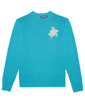 Men Cotton and Cashmere Crewneck Sweater Turtle Tropezian blue front view