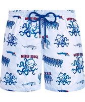 Men Swim Shorts Embroidered Au Merlu Rouge - Limited Edition Blanco vista frontal