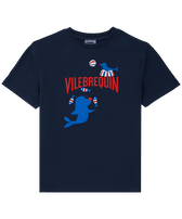 Camiseta de algodón orgánico con estampado Circus para niño Azul marino vista frontal