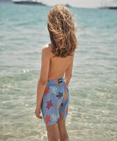 Boys Stretch Swim Shorts Tortues Multicolores Flax flower front worn view
