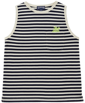 Camiseta sin mangas de algodón orgánico con estampado de rayas para niña Marino / blanco vista frontal