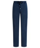 Pantalón en algodón tencel de color liso para hombre Azul marino vista frontal