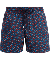 Men Stretch Swim Trunks Micro Ronde Des Tortues Rainbow Navy front view