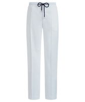 Pantaloni uomo in Tencel e cotone tinta unita Bianco vista frontale