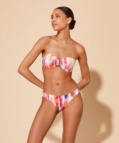 Braguita de bikini con estampado Ikat Flowers para mujer Multicolores vista frontal desgastada