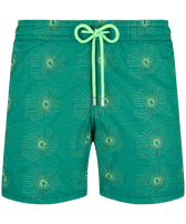 Men Swim Shorts Embroidered Hypno Shell - Limited Edition Linden front view
